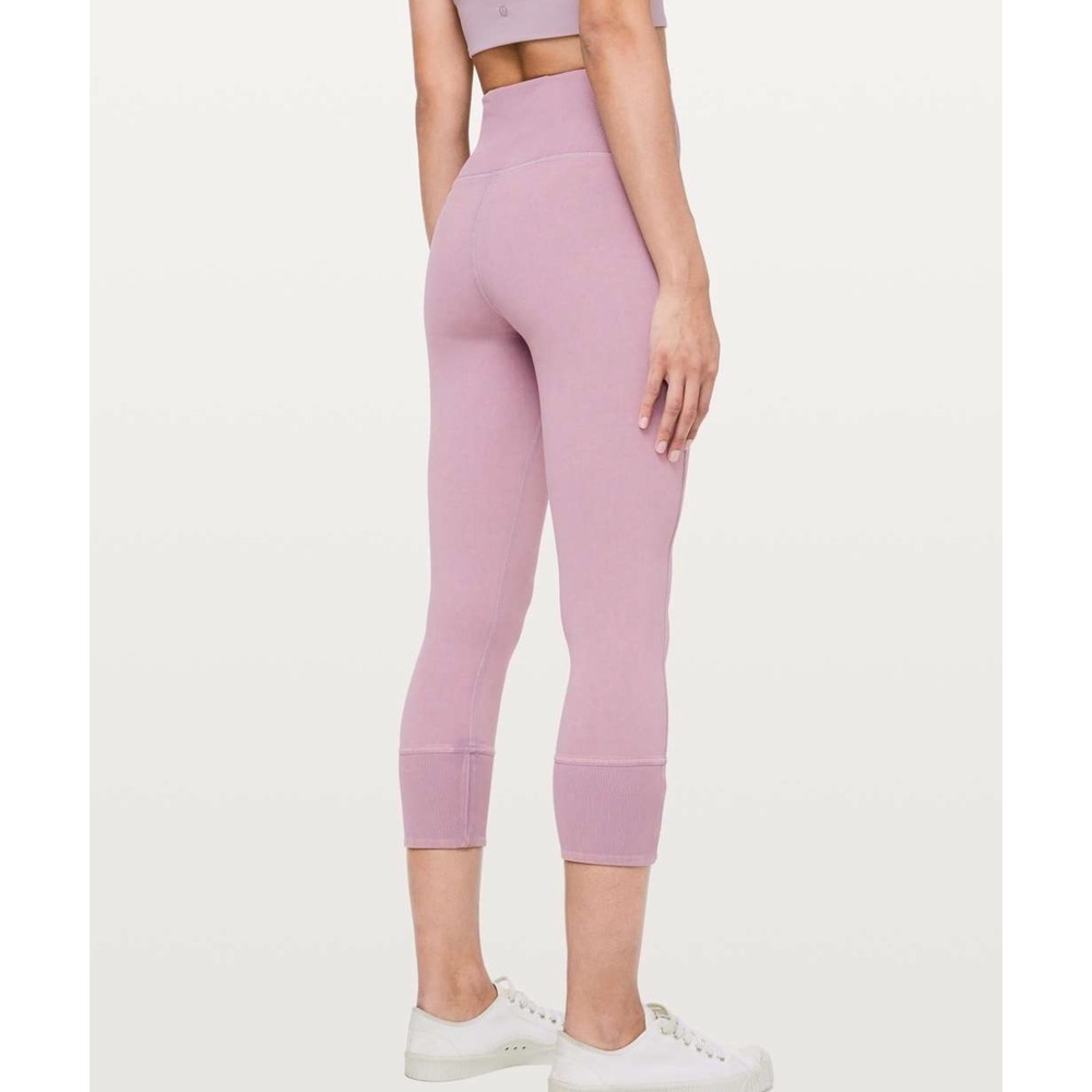 Lululemon Wunder Under Crop 23" *Ribbed Washed Antoinette Pink Yoga Pants Size 2
